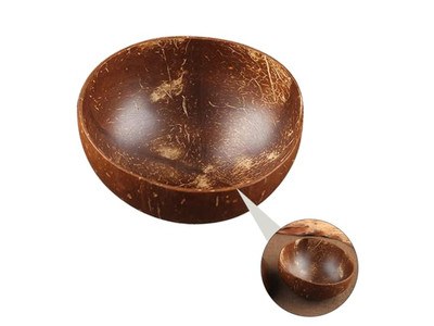 नारियल का कटोरा पाम डिज़ाइन के साथ खोलों का सेट लकड़ी की बुनाई सलाद हाथ से तराशा