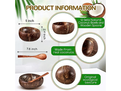 फ्रूट सलाद कटोरा केक पाउडर रॉक लकड़ी का रसोई सेट बांस का मुखौटा नारियल का छिलका