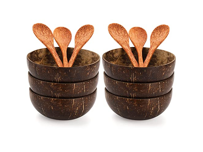 सेवा कटोरा बांस के कटोरे नारियल नारियल कांटे कोकोपाम डिश चम्मच स्टैंड प्लेट