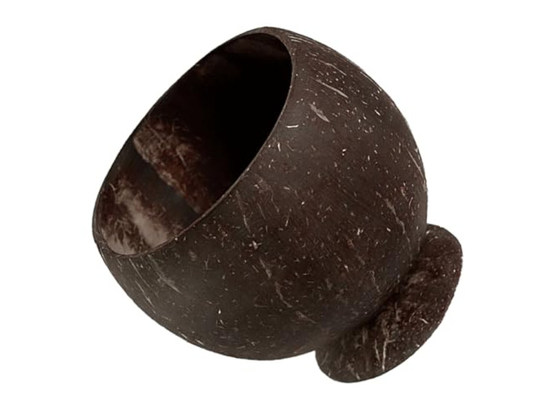 एक नारियल के कटोरे का सेट जो स्टैंड के साथ वियतनामी कटोरे के लोगो कवर के समान दिखता है