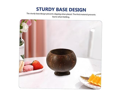 100% नारियल के कटोरे नारियल-छिलका-कटोरा खुरदुरा कटोरा जंबो 12 सेमी स्नैक आधा छिलका