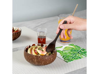 अकाई सलाद कटोरा सेट हस्तनिर्मित शिल्प उपयोगी नारियल बंदर मोज़ेक आधे खोल