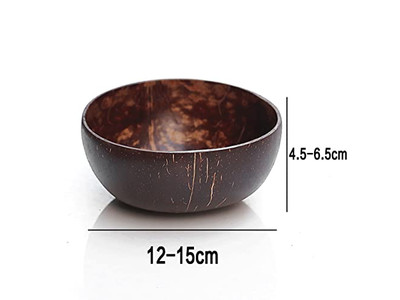 नारियल का खोल ढक्कन के साथ लकड़ी का चम्मच और कटोरा अकाई कटोरे चम्मच बड़े सलाद 10 पैक