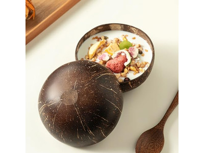 सेवा कटोरा बांस के कटोरे नारियल नारियल कांटे कोकोपाम डिश चम्मच स्टैंड प्लेट